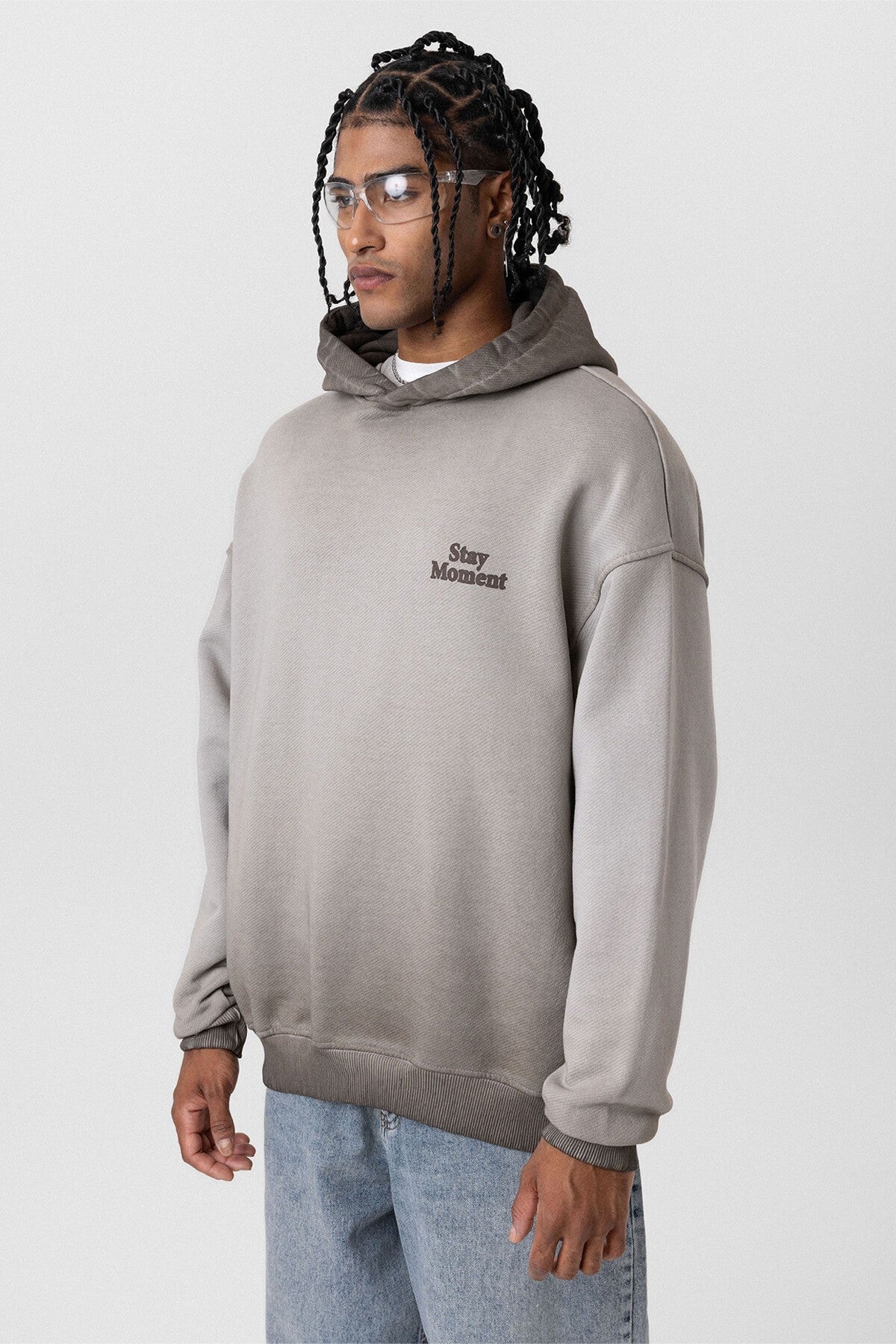 Premıum Yıkamalı Yazı Detaylı Oversize Kapüşonlu Sweatshirt