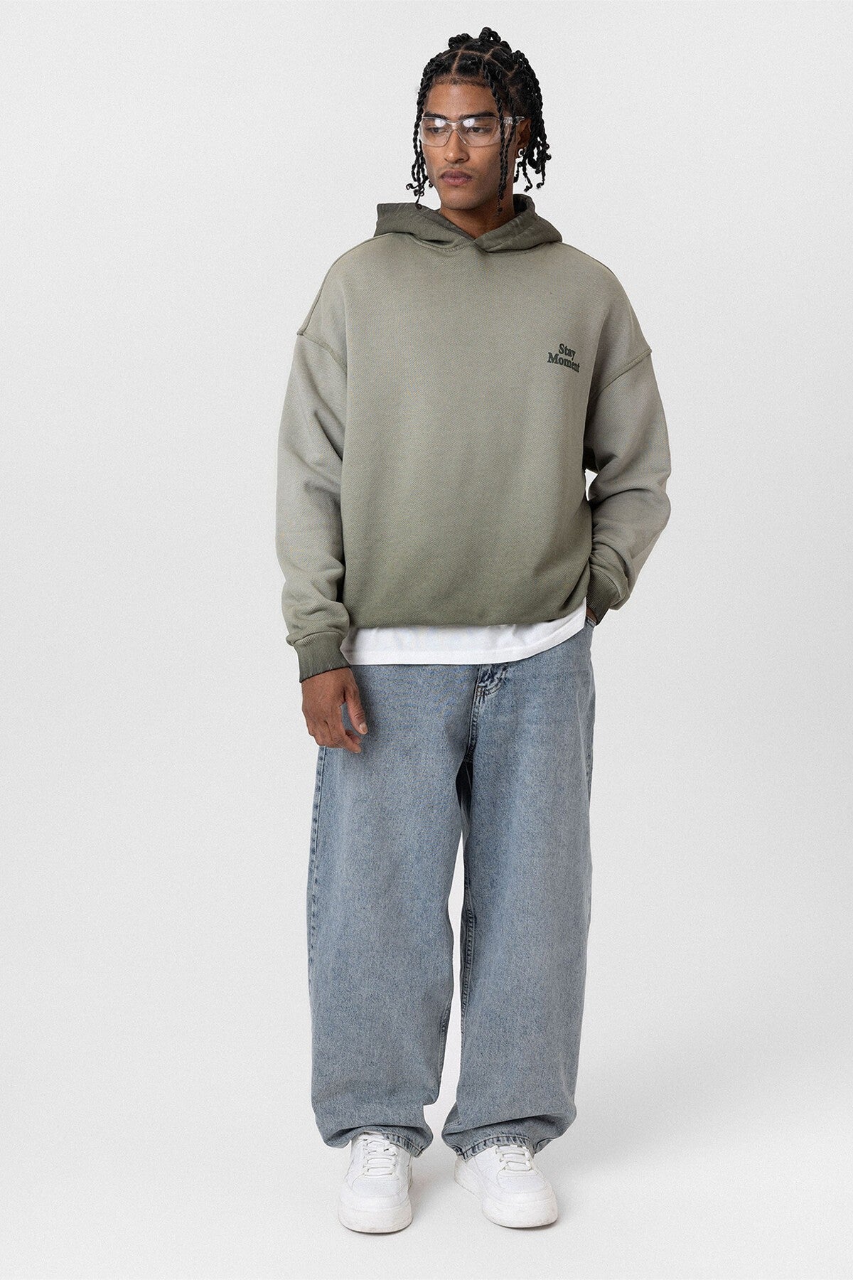 Premıum Yıkamalı Yazı Detaylı Oversize Kapüşonlu Sweatshirt