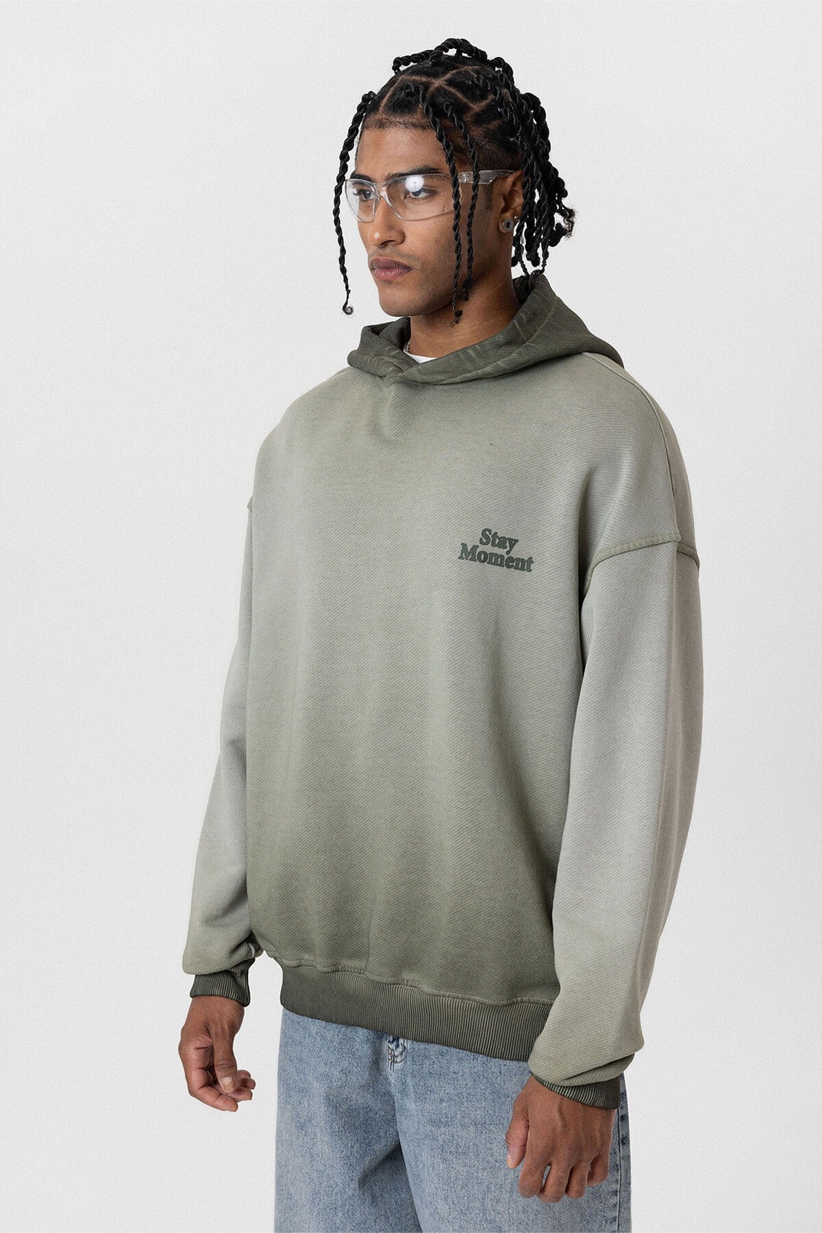 Premıum Yıkamalı Yazı Detaylı Oversize Kapüşonlu Sweatshirt