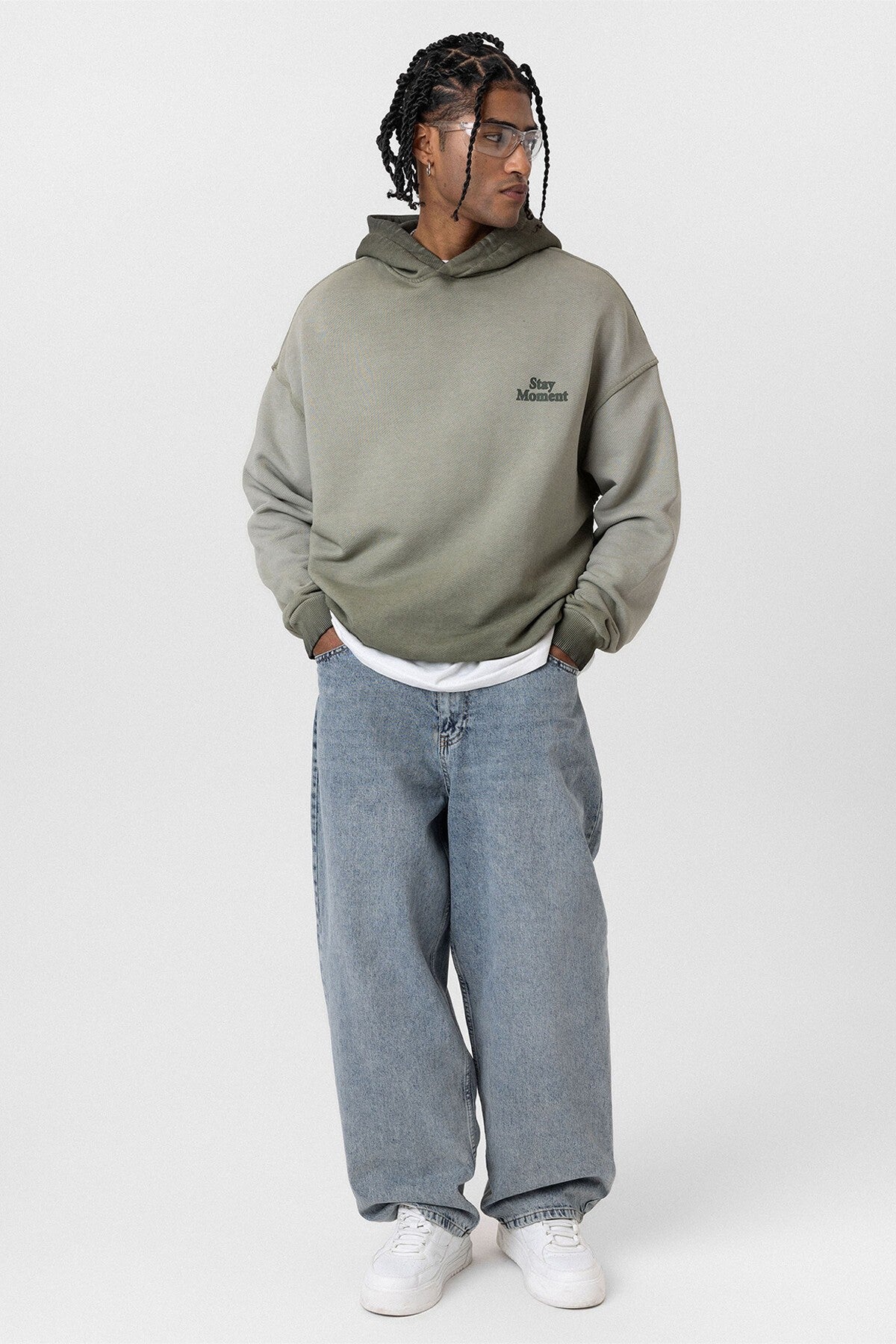 Premıum Yıkamalı Yazı Detaylı Oversize Kapüşonlu Sweatshirt