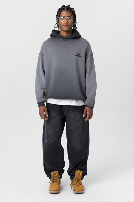 Premıum Yıkamalı Yazı Detaylı Oversize Kapüşonlu Sweatshirt