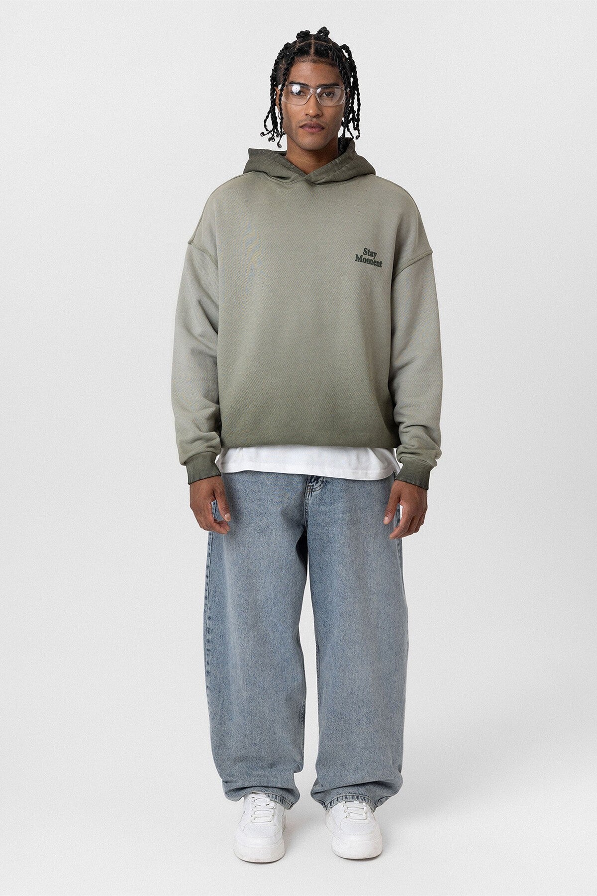 Premıum Yıkamalı Yazı Detaylı Oversize Kapüşonlu Sweatshirt