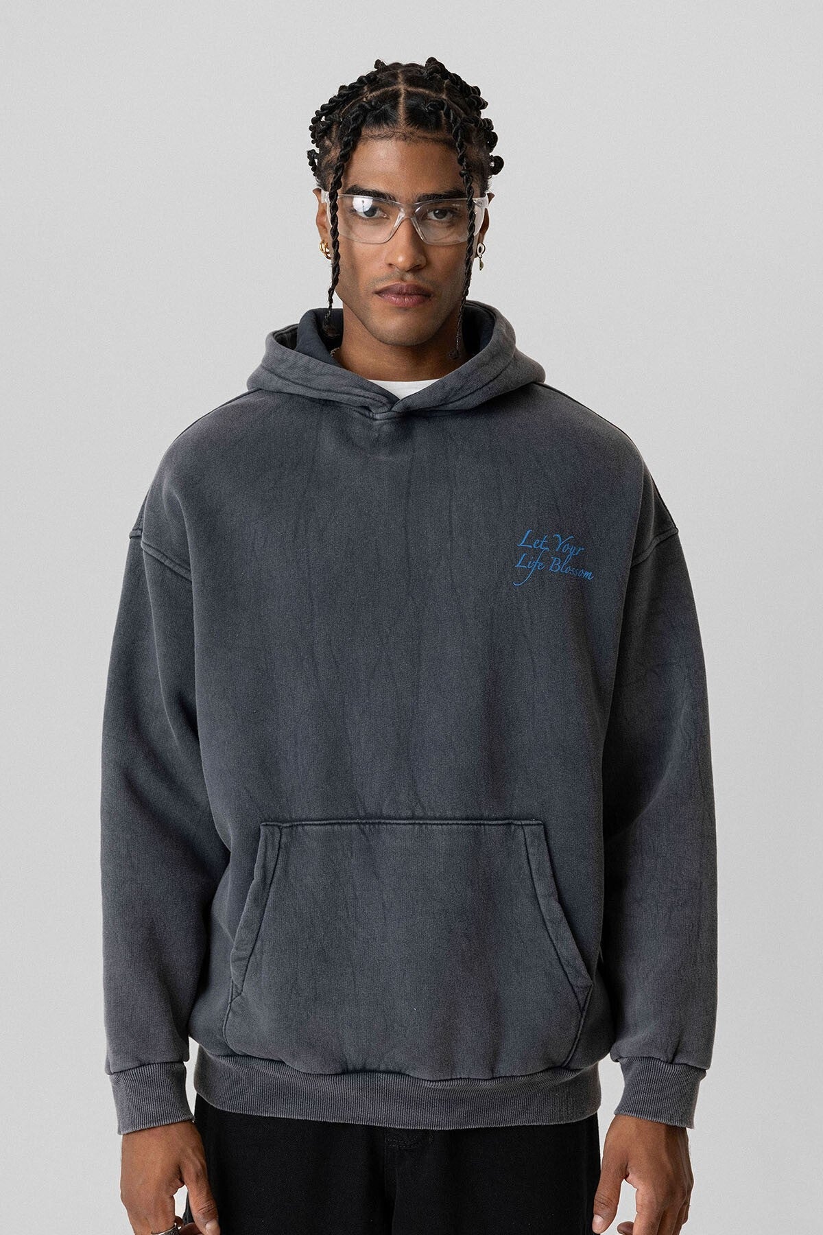 Yazı Detaylı Yıkamalı Oversize Sweatshirt