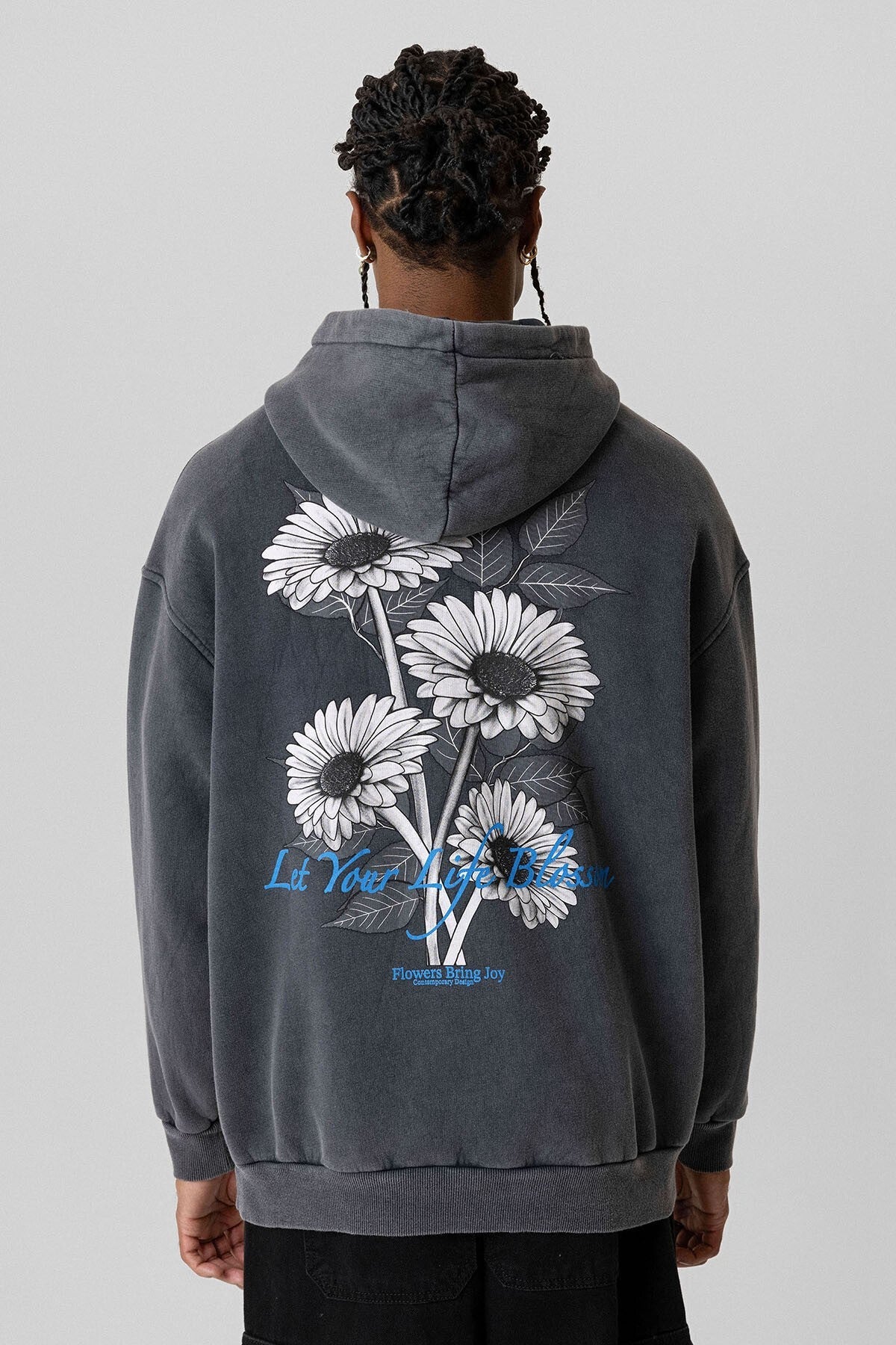Yazı Detaylı Yıkamalı Oversize Sweatshirt