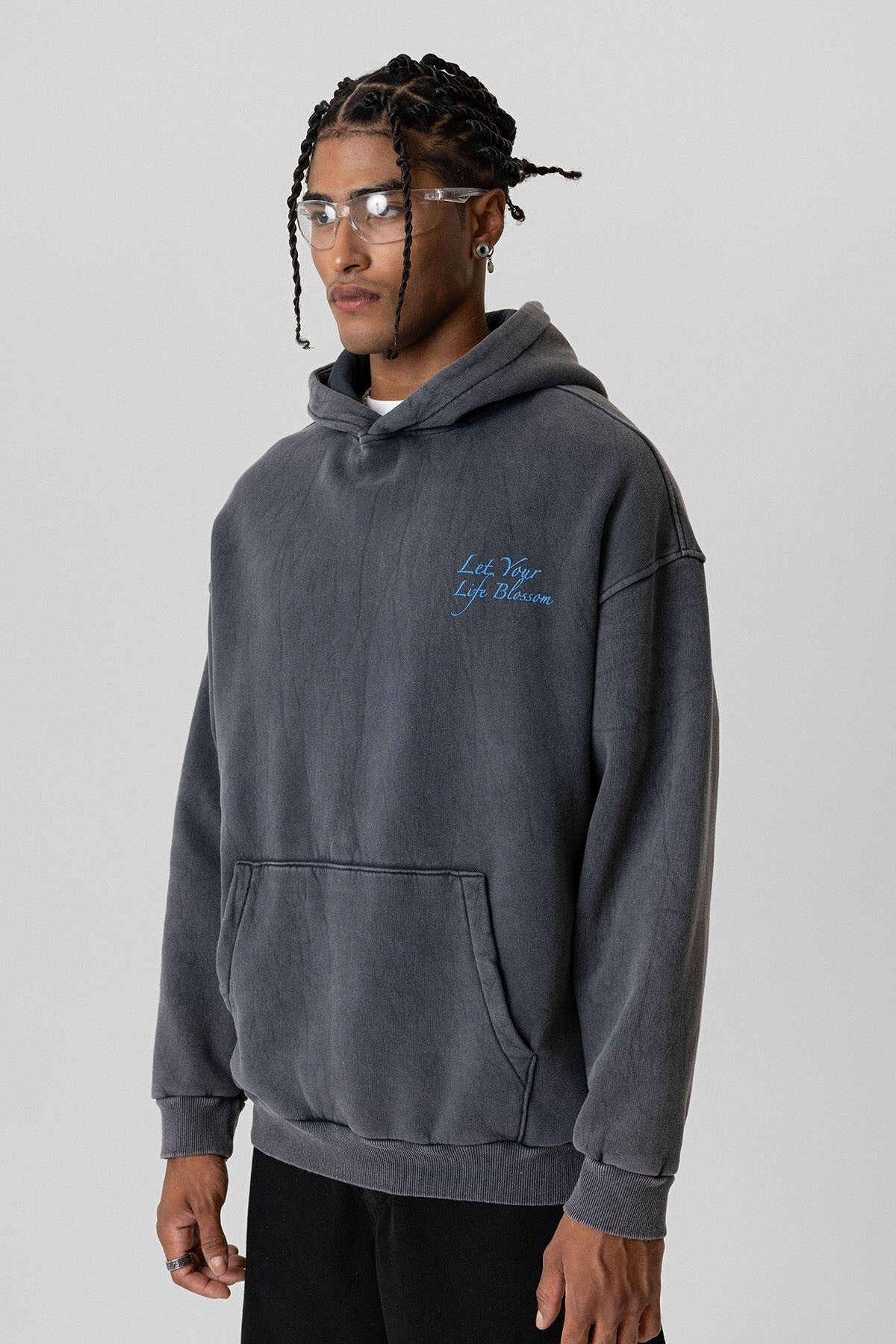 Yazı Detaylı Yıkamalı Oversize Sweatshirt