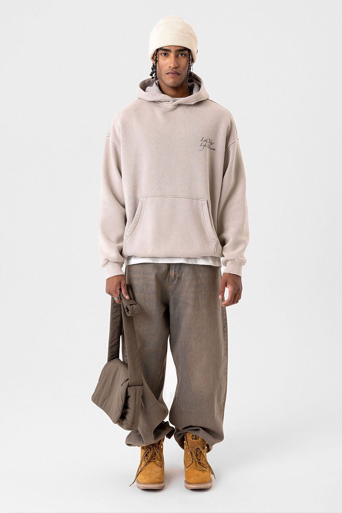 Yazı Detaylı Yıkamalı Oversize Sweatshirt