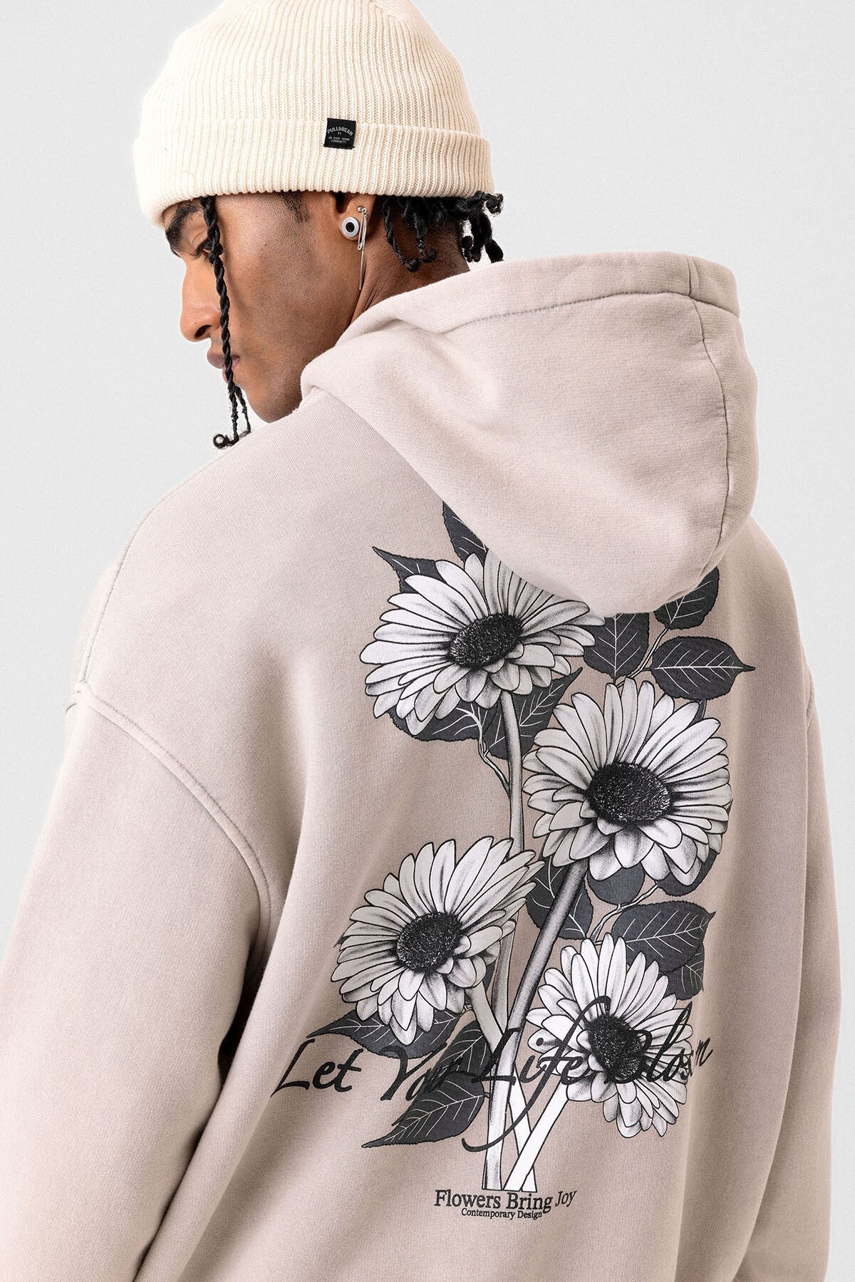 Yazı Detaylı Yıkamalı Oversize Sweatshirt