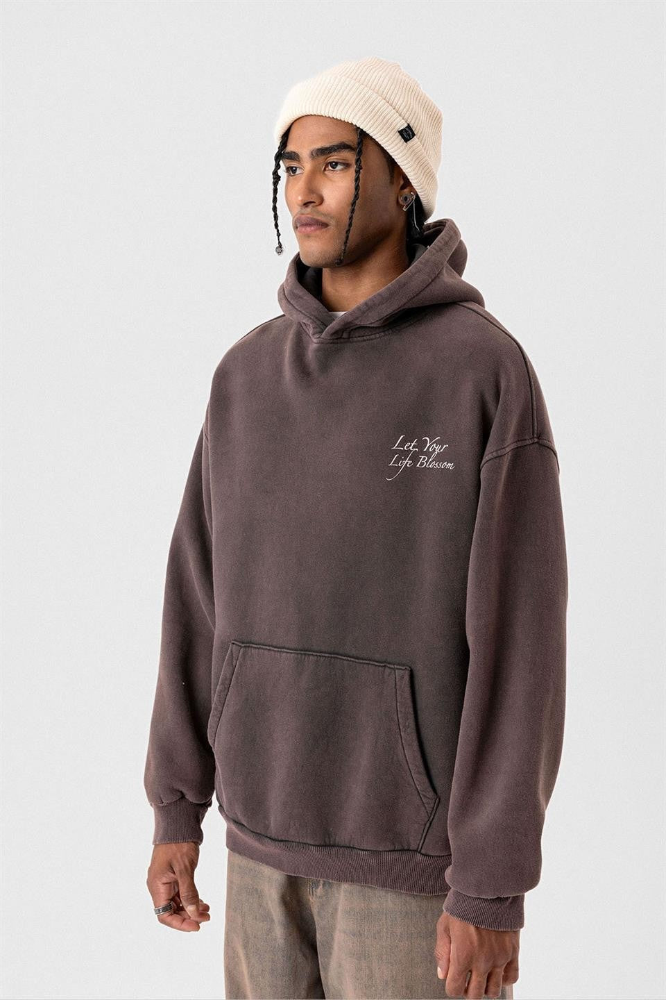 Yazı Detaylı Yıkamalı Oversize Sweatshirt
