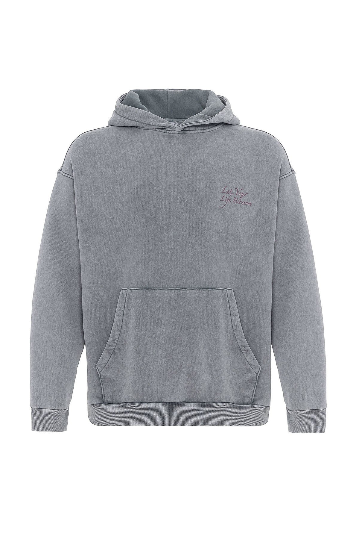 Yazı Detaylı Yıkamalı Oversize Sweatshirt