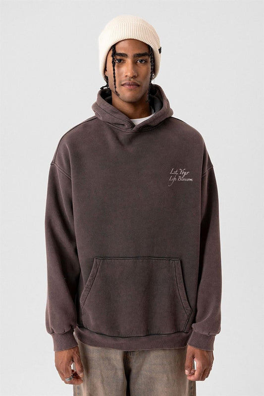 Yazı Detaylı Yıkamalı Oversize Sweatshirt