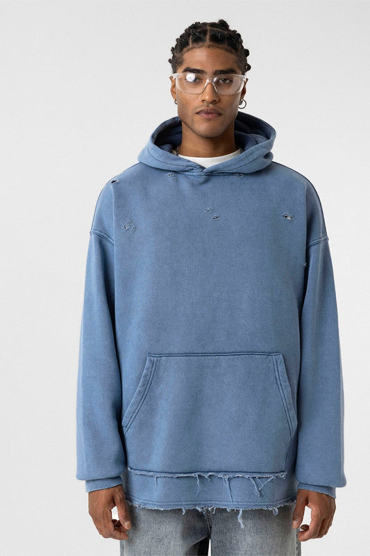 Yıkamalı Yırtık Detaylı Oversize Sweatshirt
