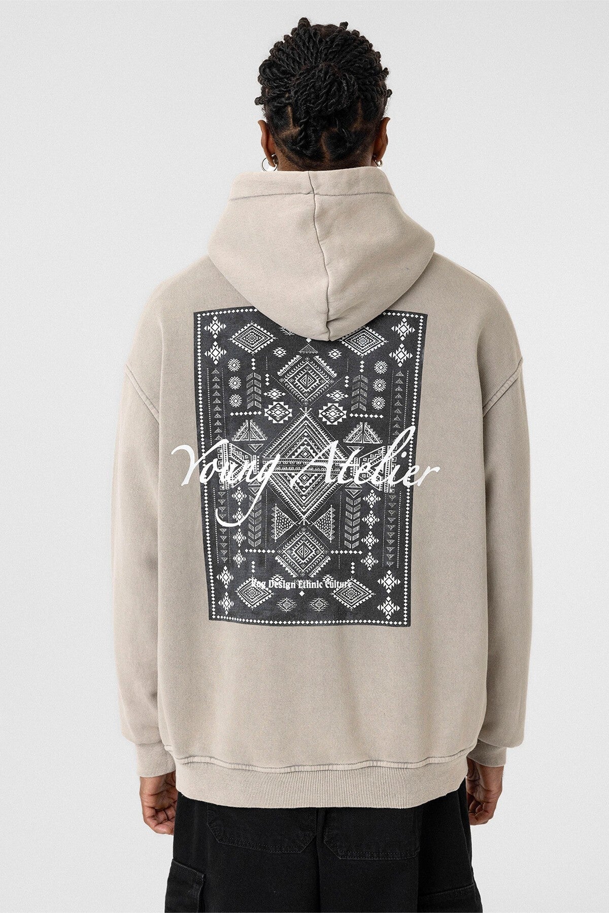 Yıkamalı Sırt Baskılı Oversize Sweatshirt