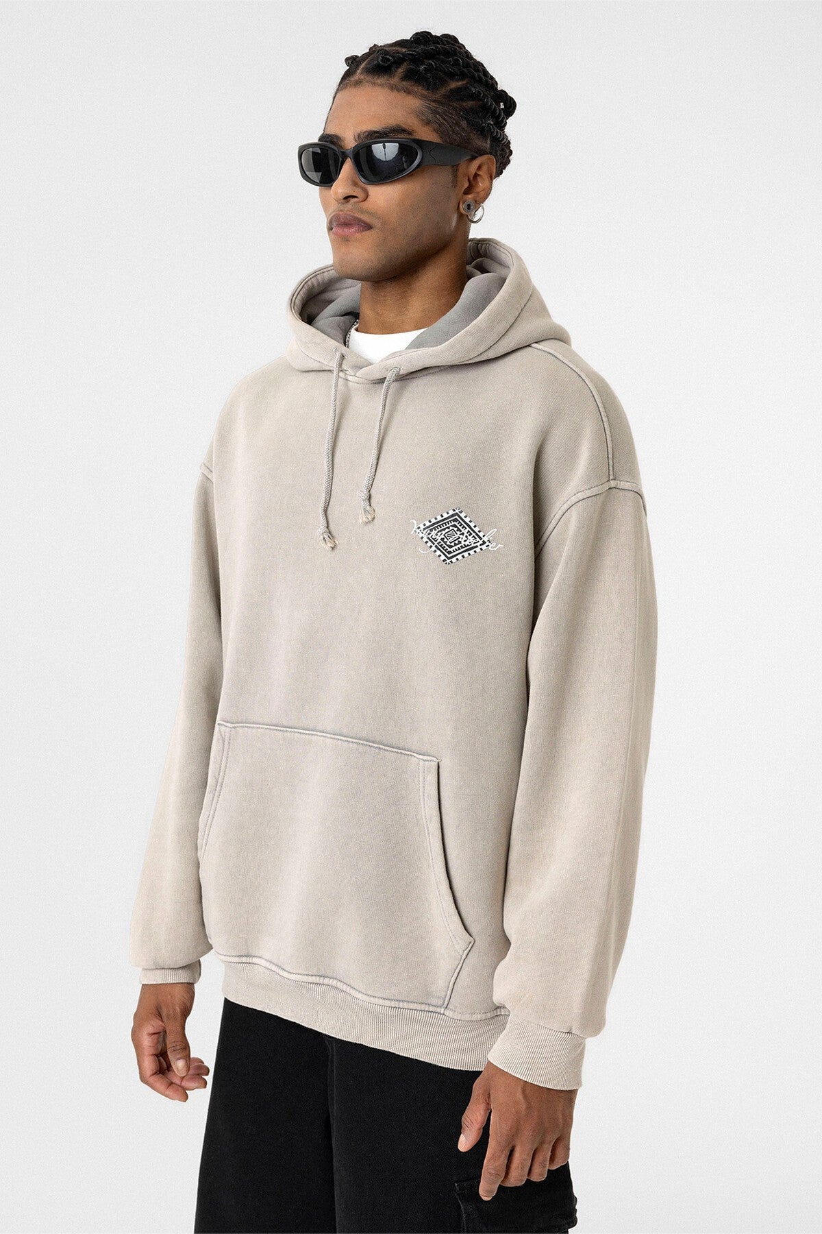 Yıkamalı Sırt Baskılı Oversize Sweatshirt