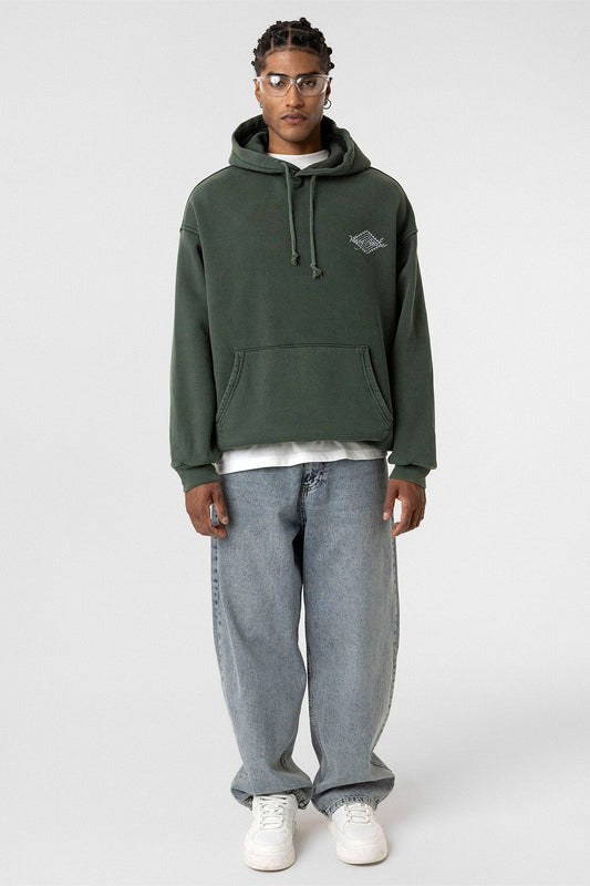 Yıkamalı Sırt Baskılı Oversize Sweatshirt