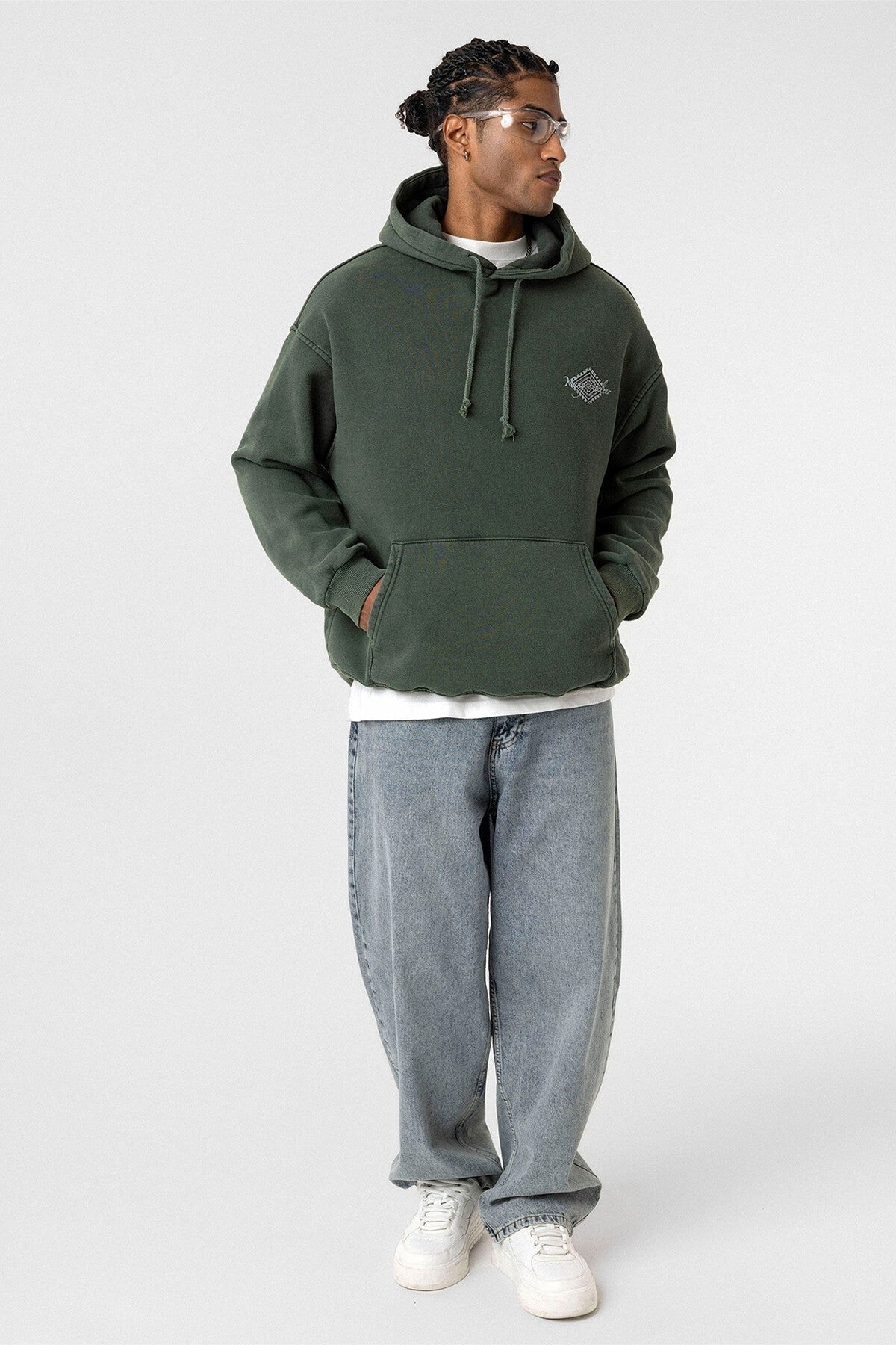Yıkamalı Sırt Baskılı Oversize Sweatshirt