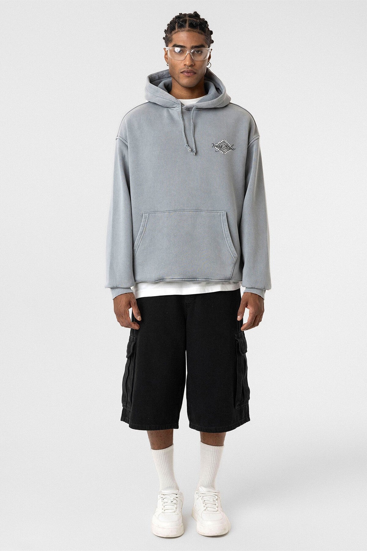 Yıkamalı Sırt Baskılı Oversize Sweatshirt