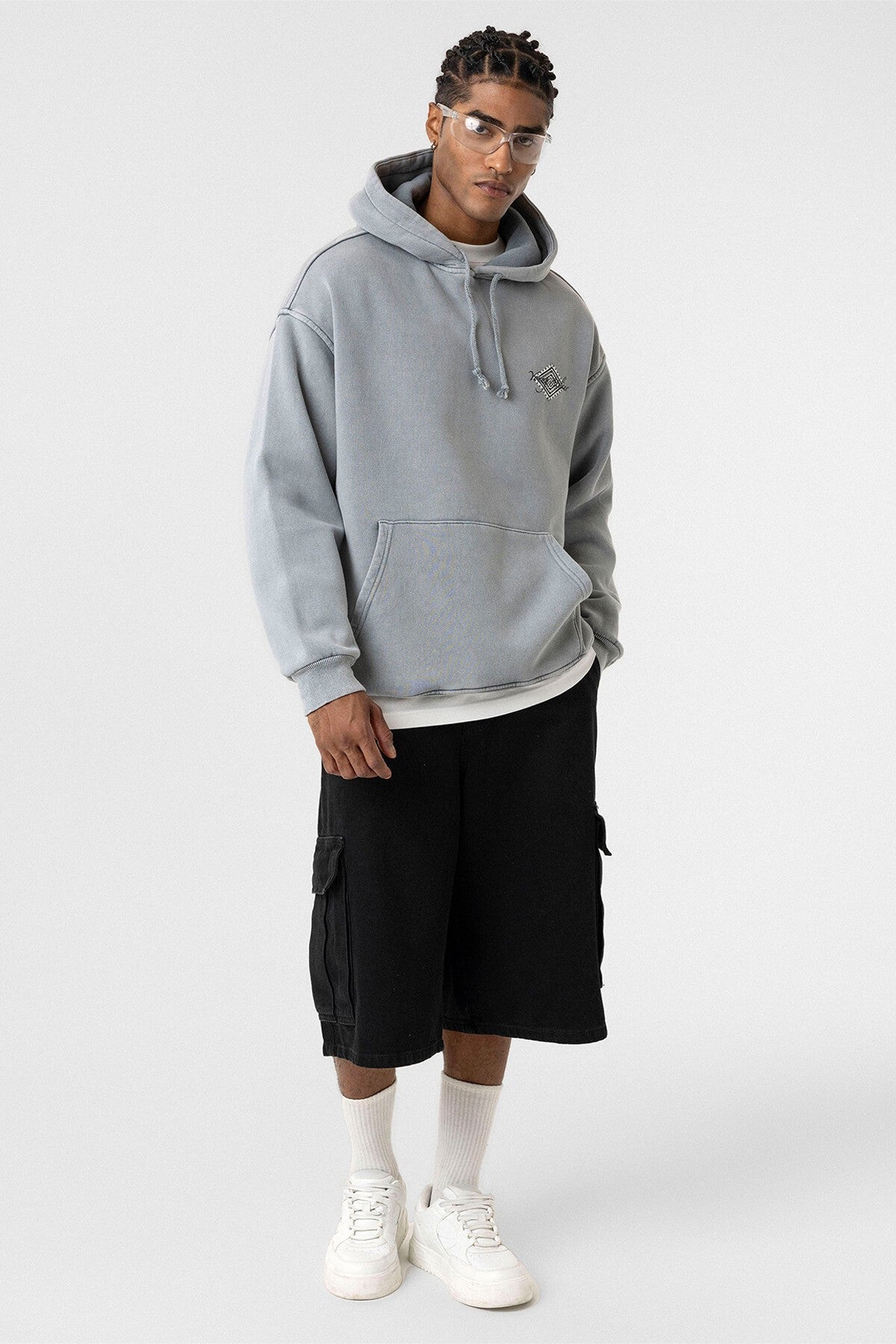Yıkamalı Sırt Baskılı Oversize Sweatshirt