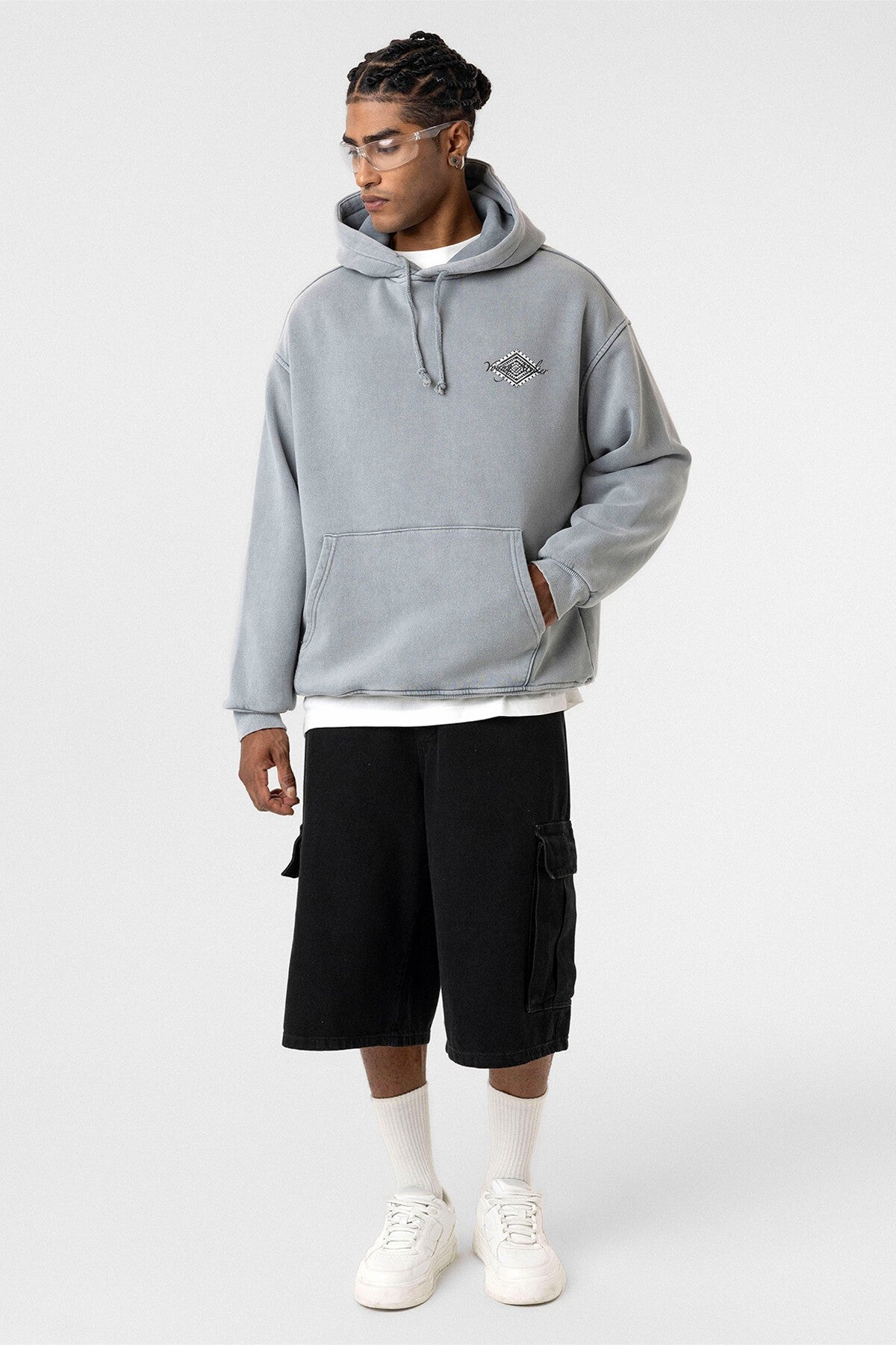 Yıkamalı Sırt Baskılı Oversize Sweatshirt