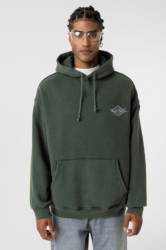 Yıkamalı Sırt Baskılı Oversize Sweatshirt