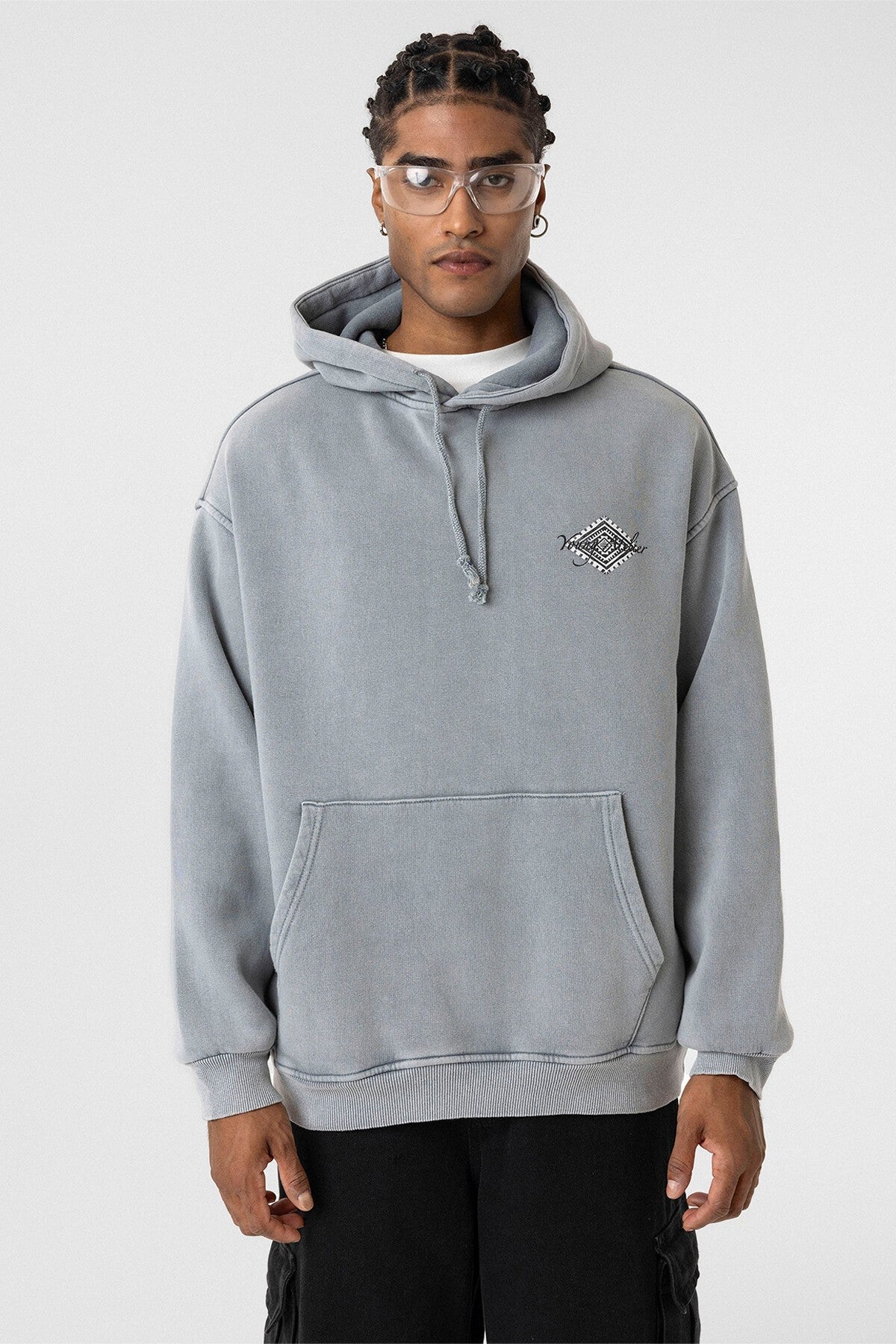 Yıkamalı Sırt Baskılı Oversize Sweatshirt