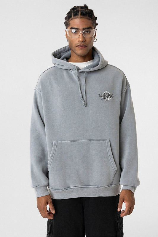 Yıkamalı Sırt Baskılı Oversize Sweatshirt
