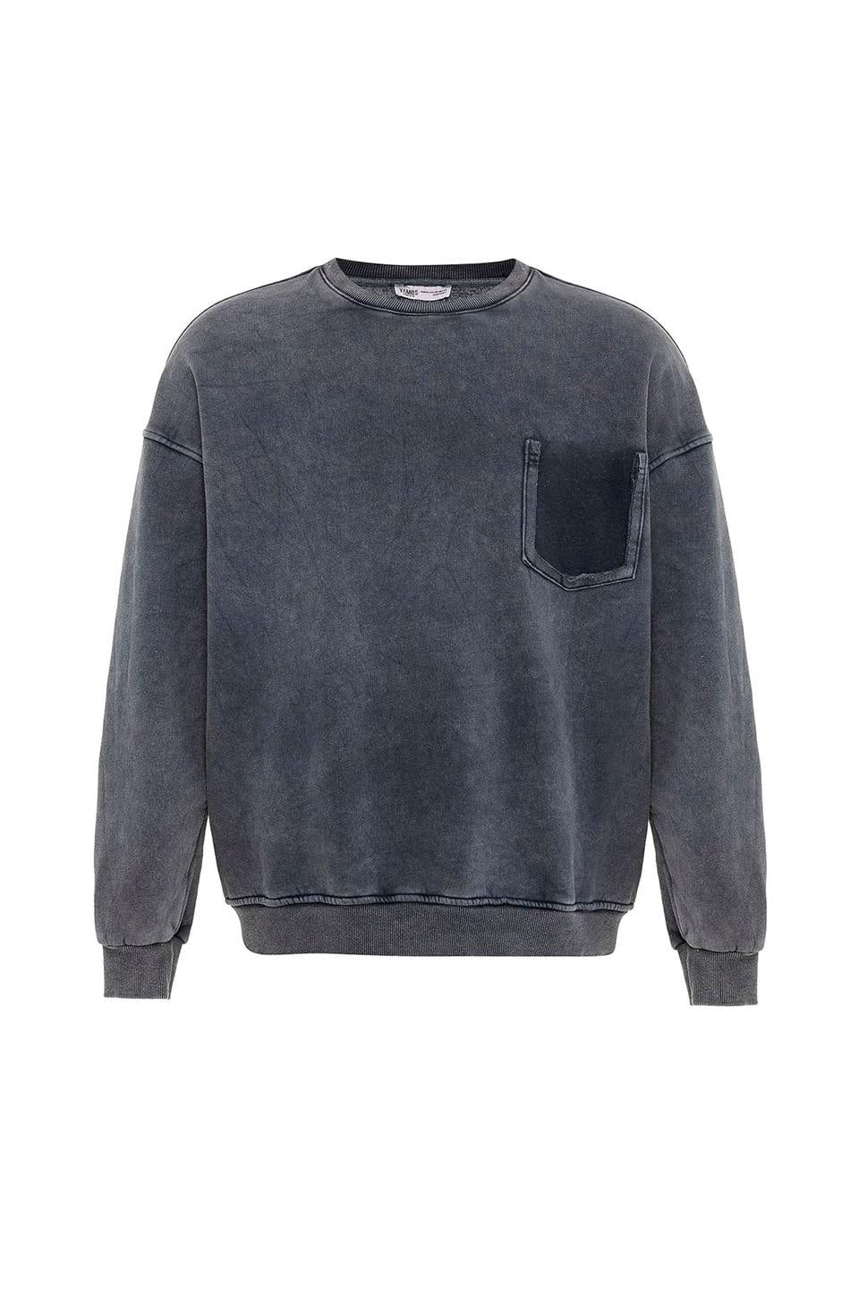 Yıkamalı Cep Detaylı Oversize Sweatshirt