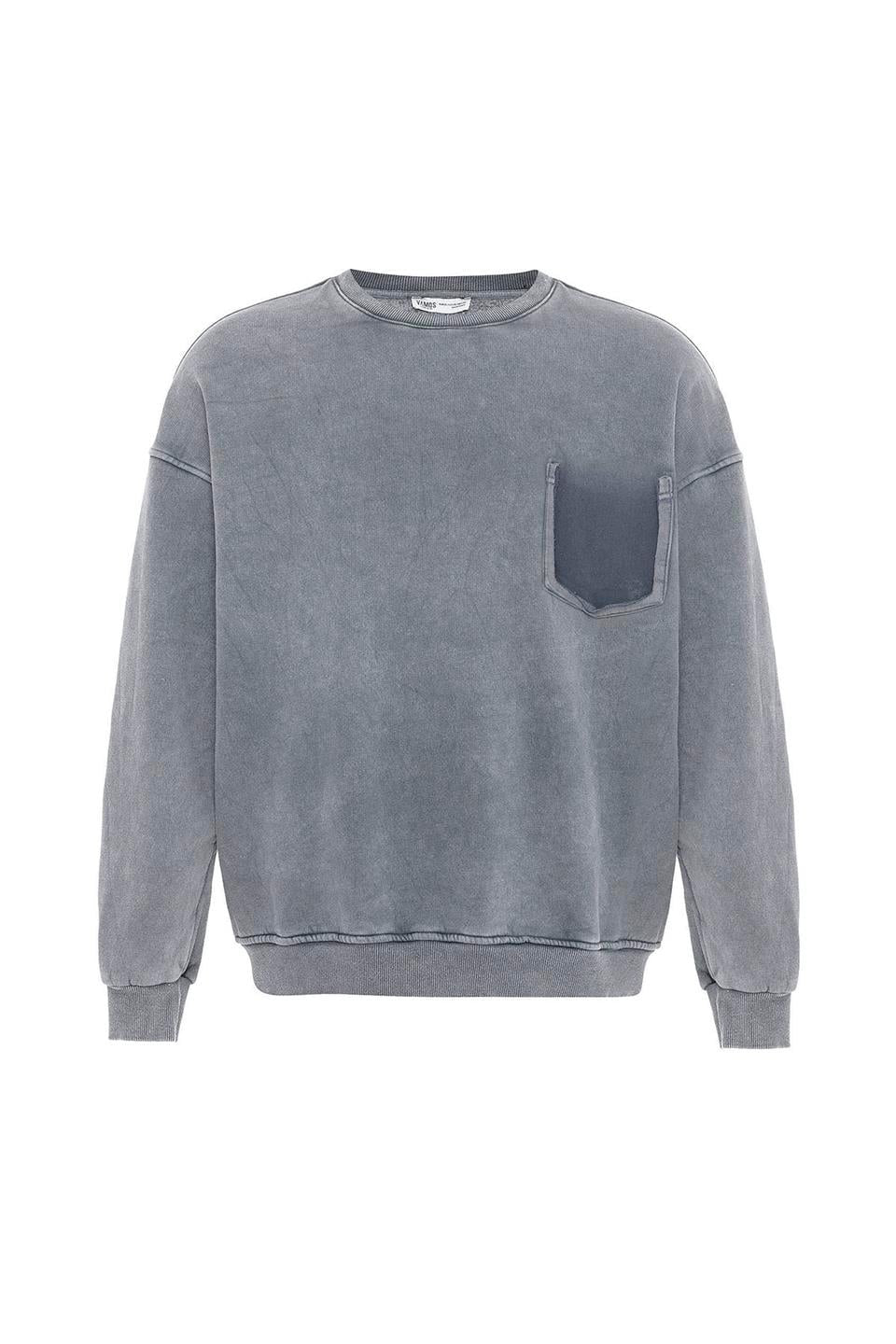 Yıkamalı Cep Detaylı Oversize Sweatshirt