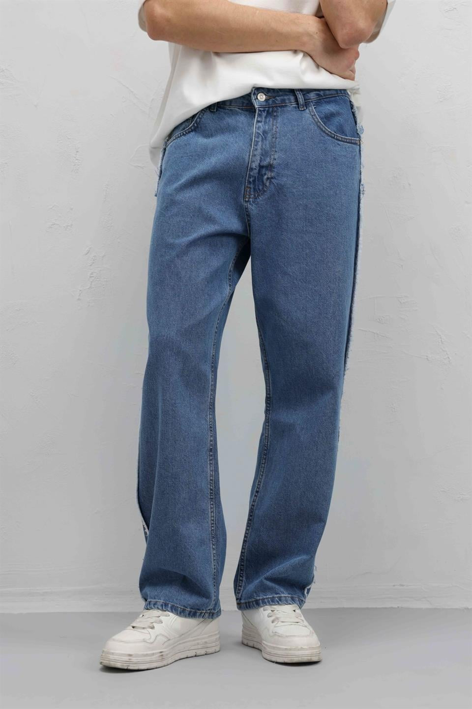 Yan Dikiş Detaylı Baggy Jean