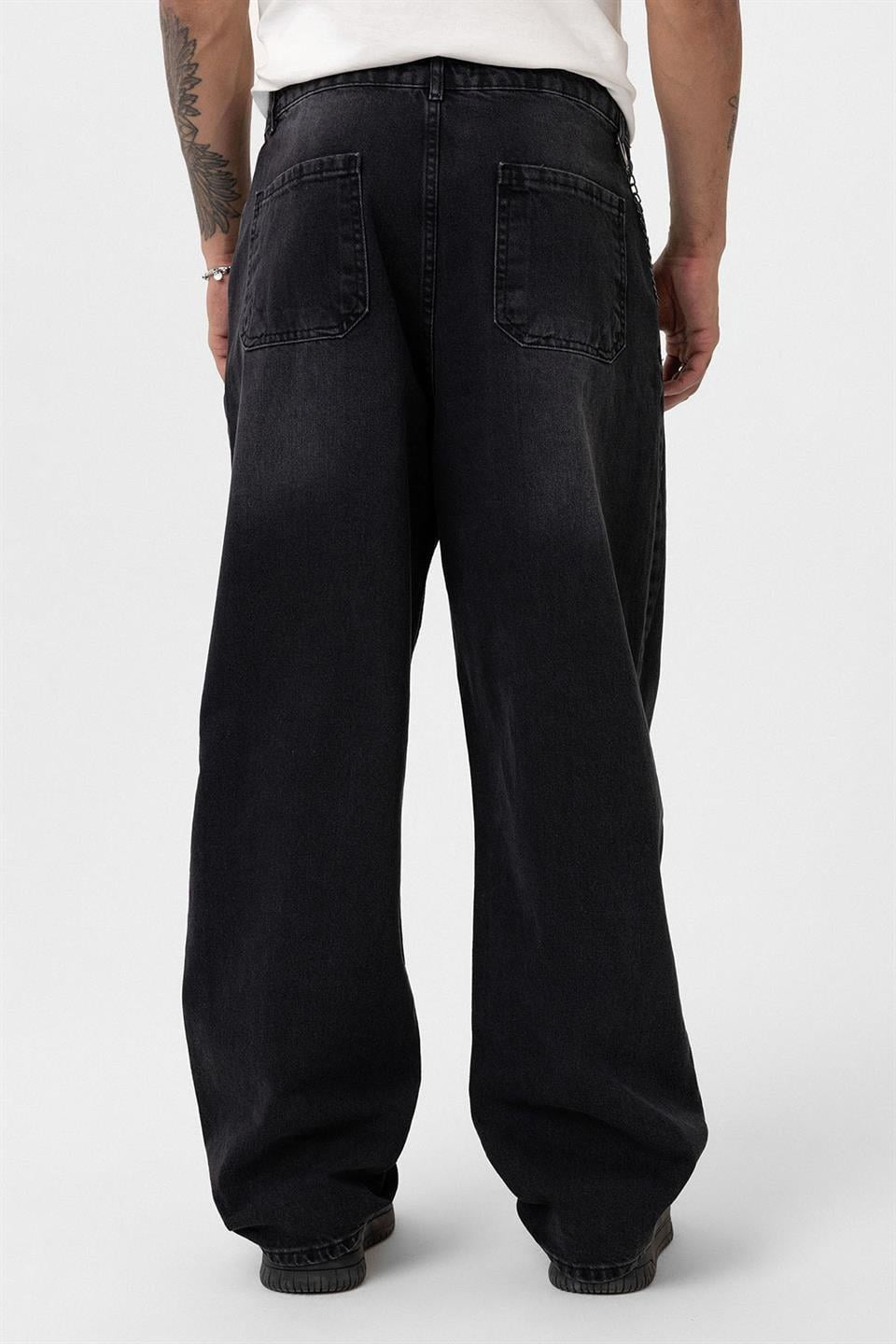 Pileli Zİncir Detaylı Baggy Jean