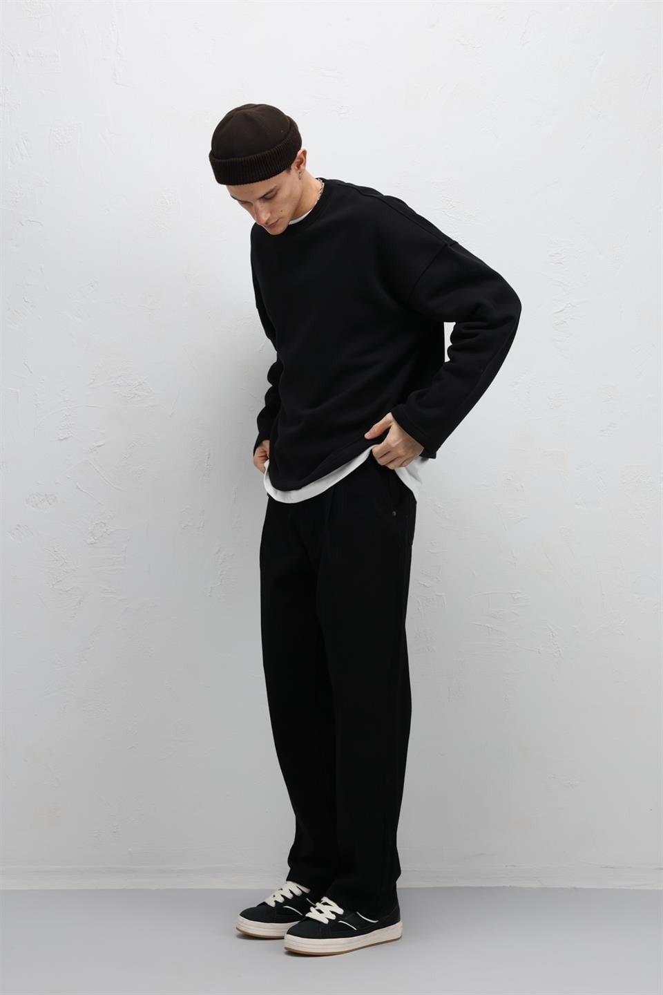 Pileli Zİncir Detaylı Baggy Jean
