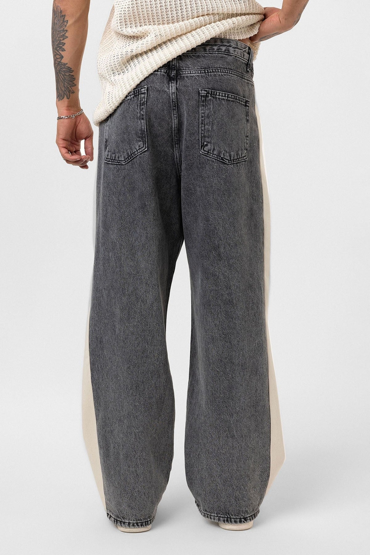 Yan Şeritli Baggy Fit Jean