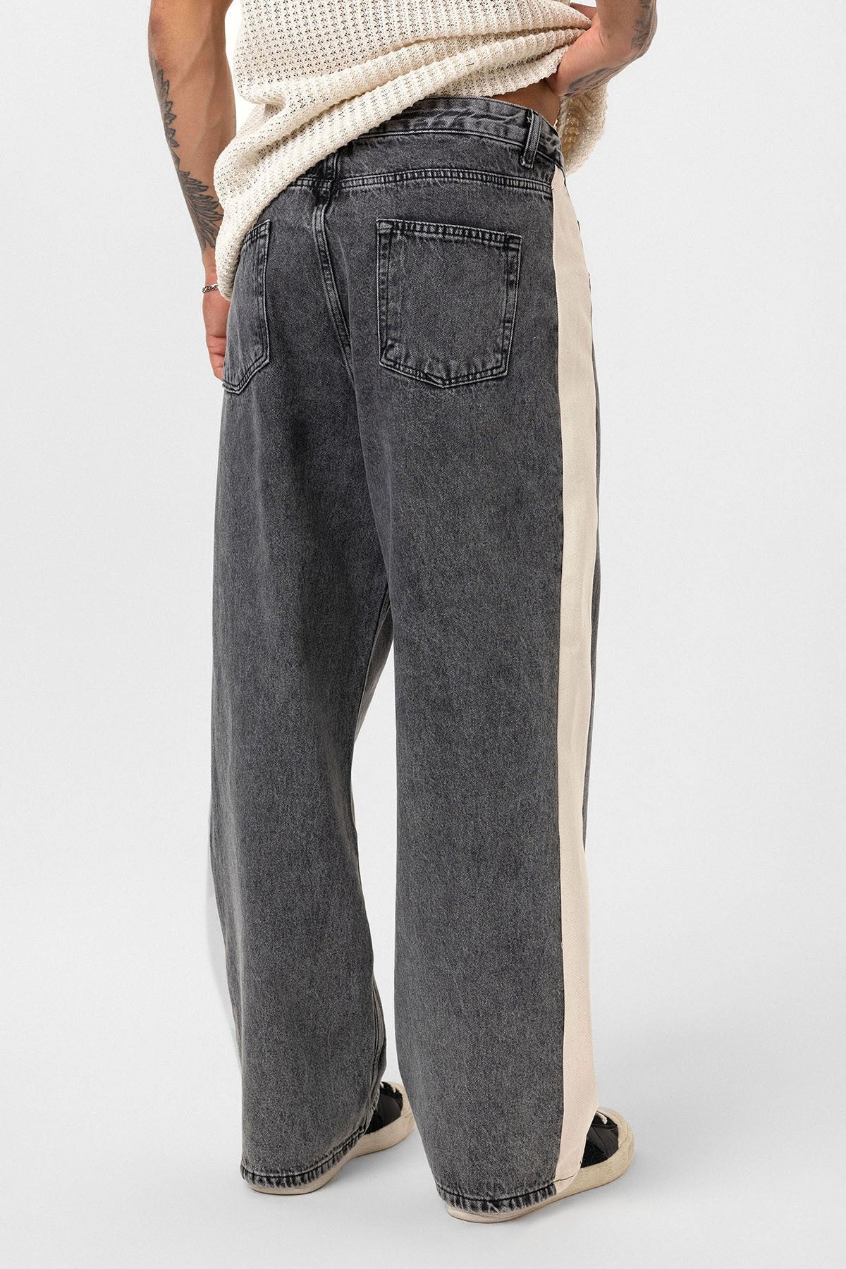 Yan Şeritli Baggy Fit Jean