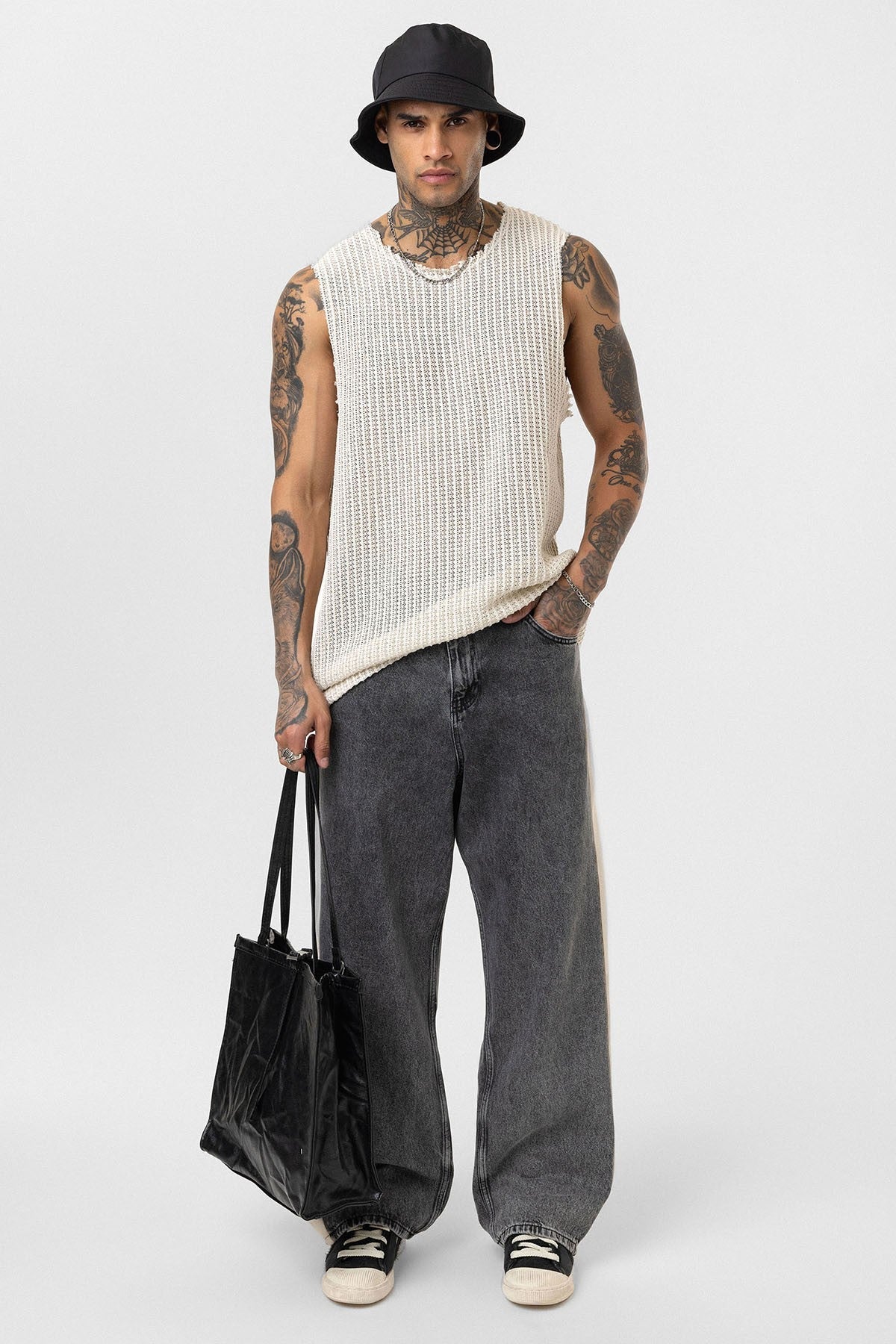 Yan Şeritli Baggy Fit Jean