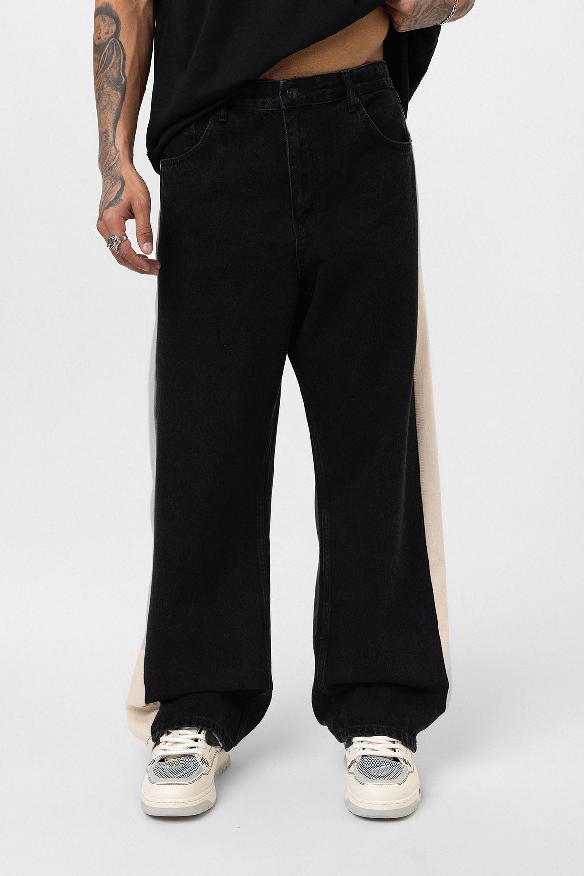 Yan Şeritli Baggy Fit Jean
