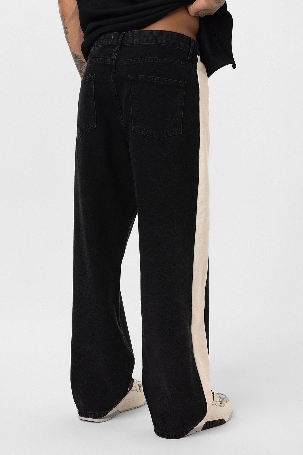 Yan Şeritli Baggy Fit Jean