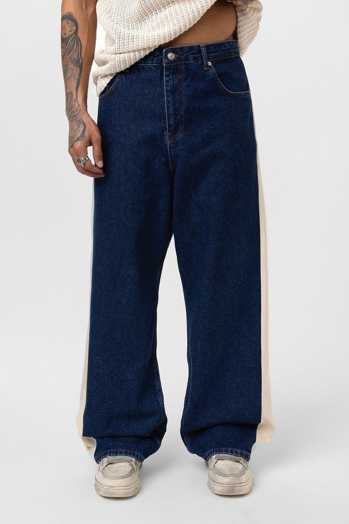 Yan Şeritli Baggy Fit Jean