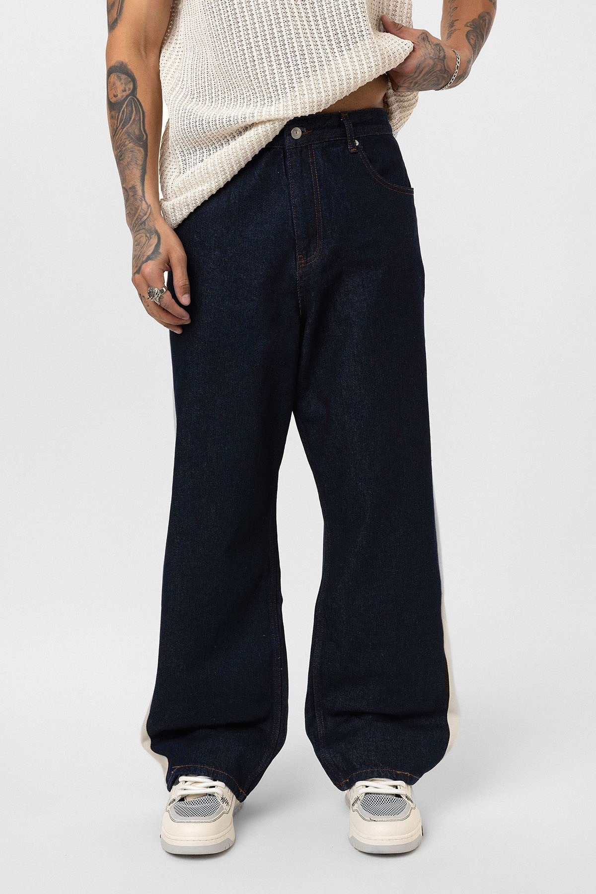 Yan Şeritli Baggy Fit Jean