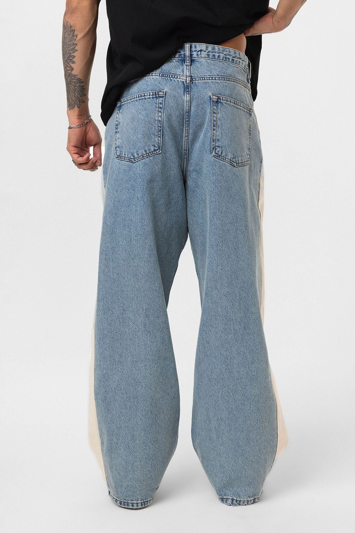 Yan Şeritli Baggy Fit Jean