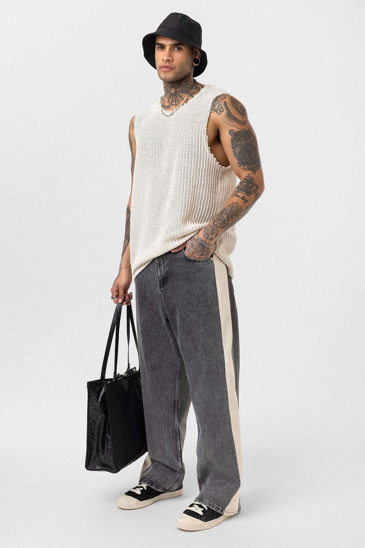 Yan Şeritli Baggy Fit Jean