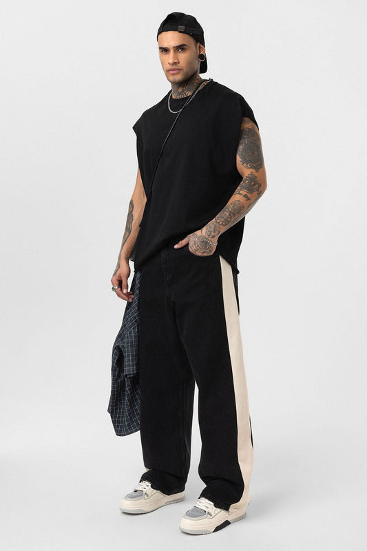 Yan Şeritli Baggy Fit Jean
