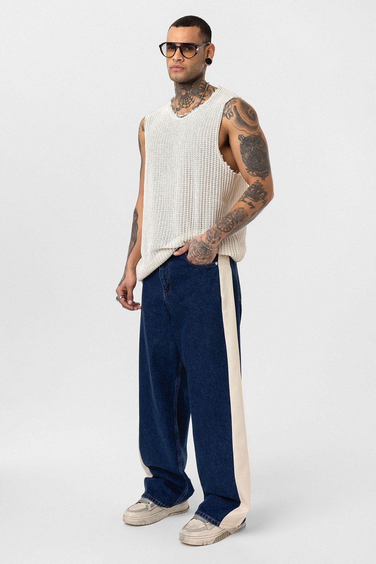 Yan Şeritli Baggy Fit Jean