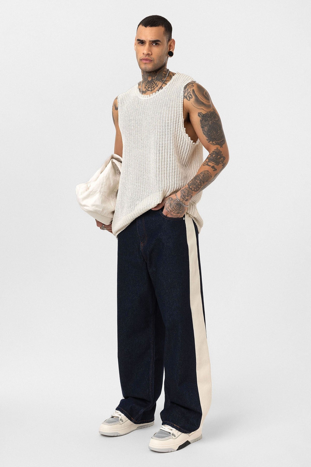 Yan Şeritli Baggy Fit Jean