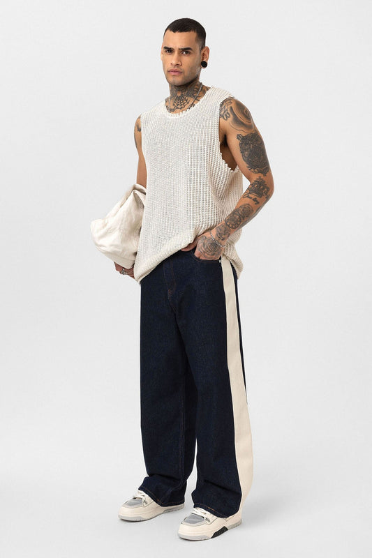 Yan Şeritli Baggy Fit Jean