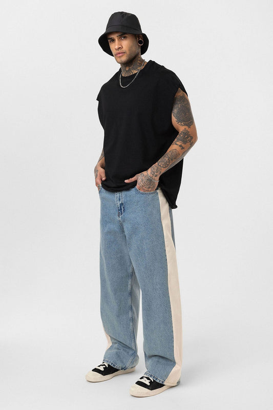 Yan Şeritli Baggy Fit Jean