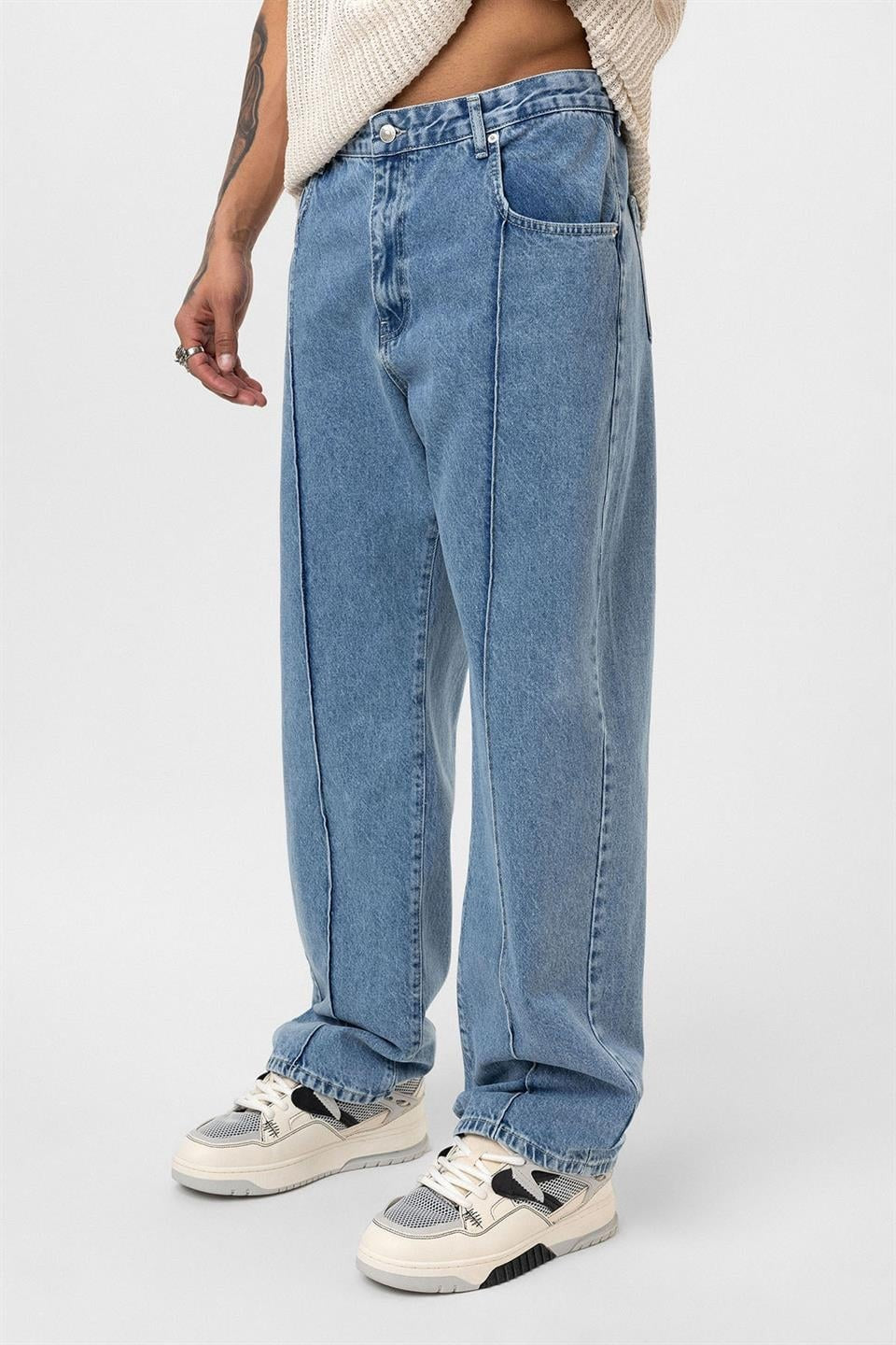 Dikiş Detaylı Relaxed Fit Jean