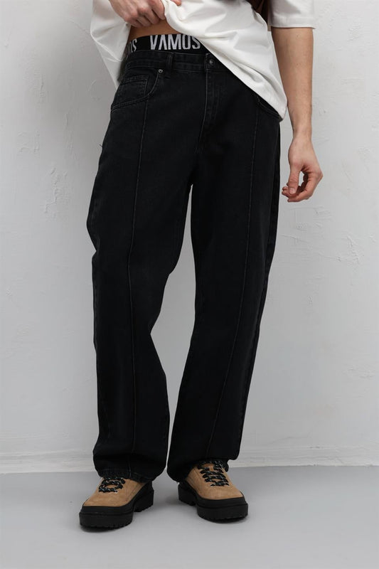 Dikiş Detaylı Relaxed Fit Jean