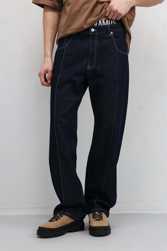 Dikiş Detaylı Relaxed Fit Jean