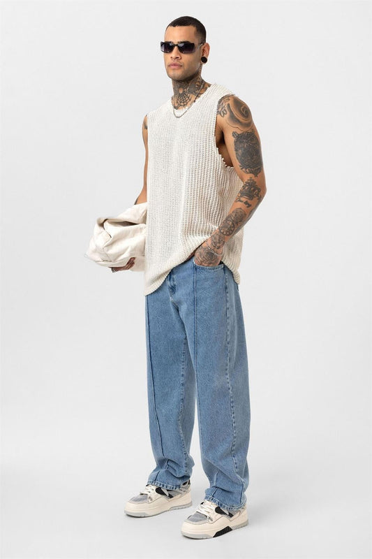 Dikiş Detaylı Relaxed Fit Jean