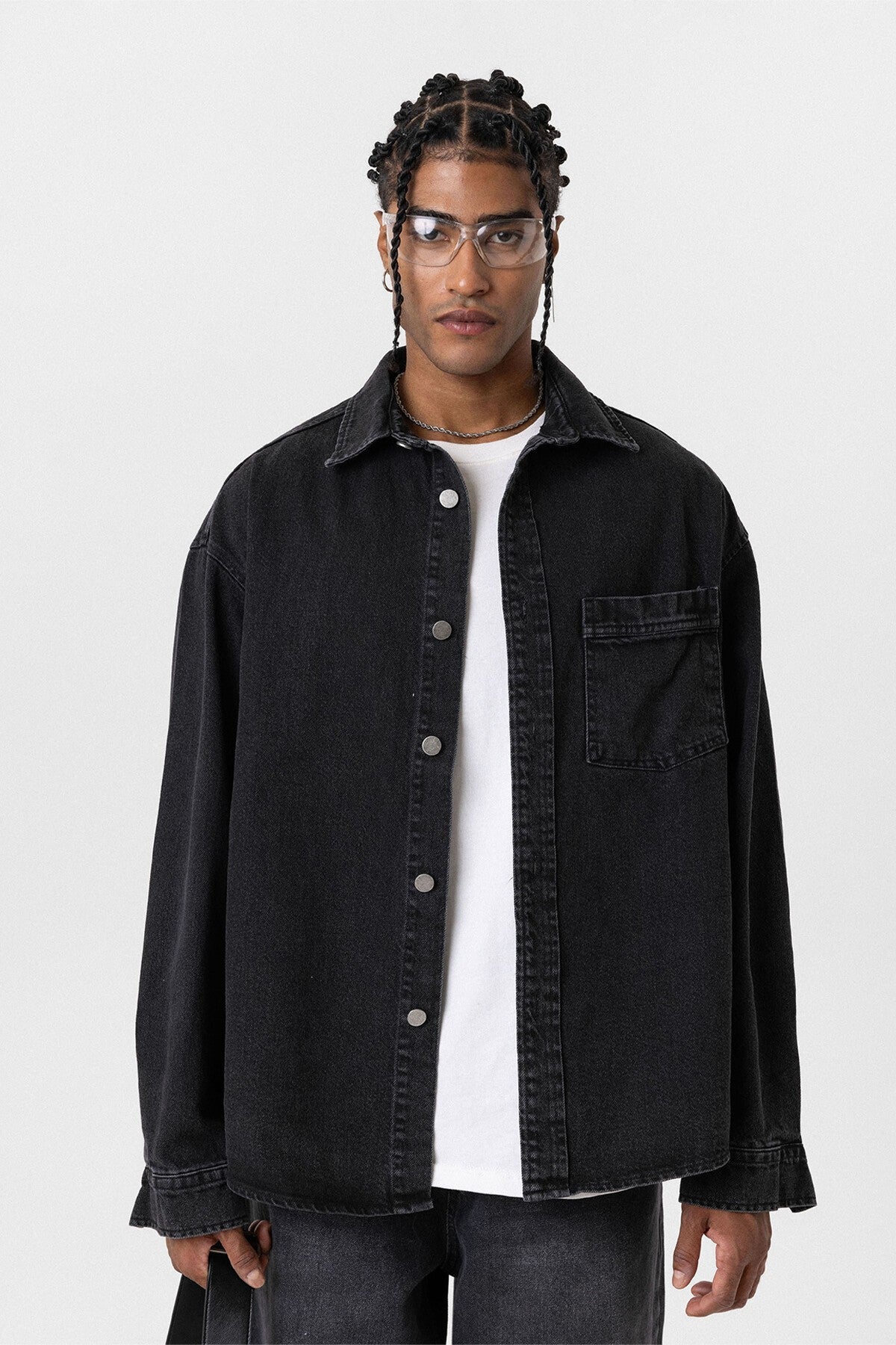 Cep Detaylı Oversize Denim Ceket