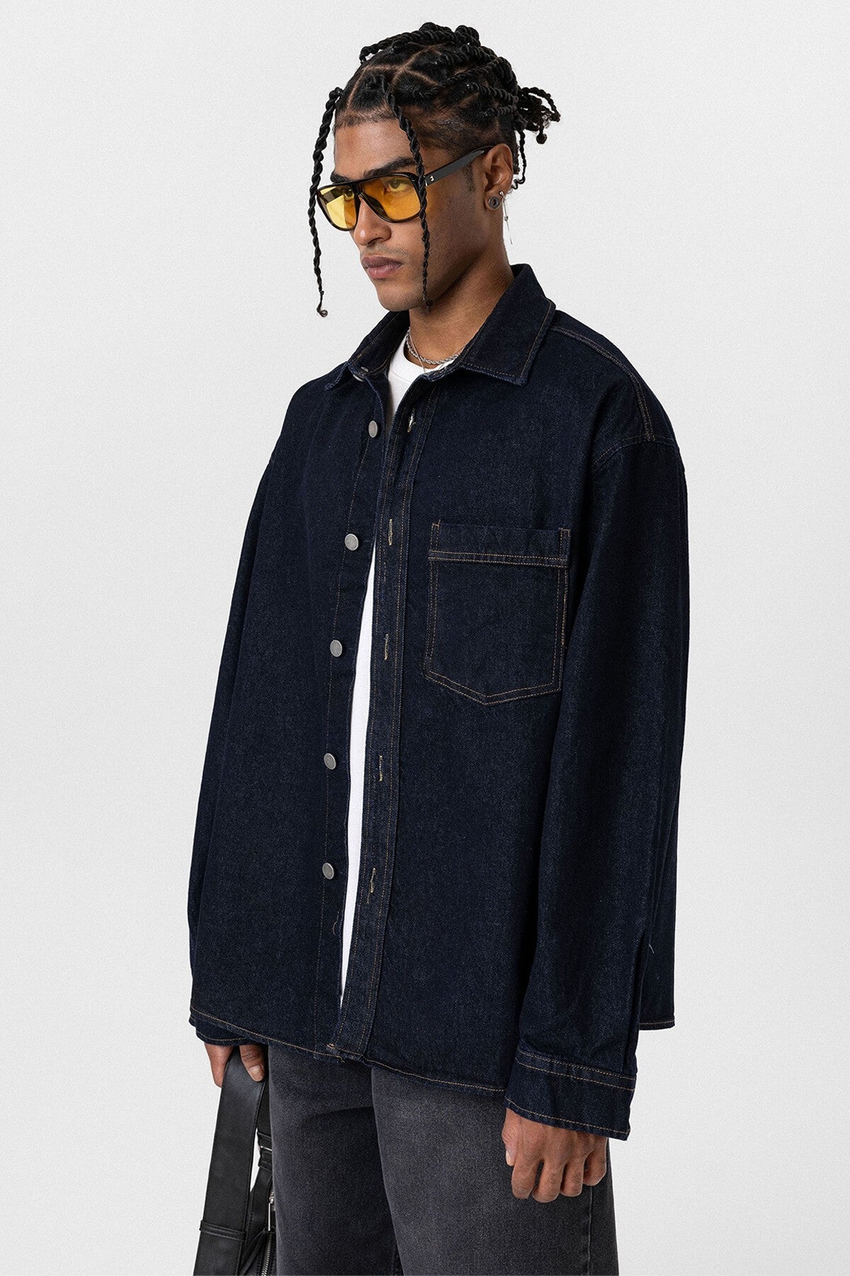Cep Detaylı Oversize Denim Ceket